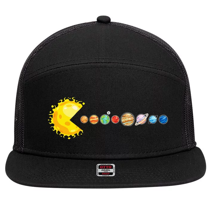 Planetary System Star Eating Planets Sun Funny Astronomy 7 Panel Mesh Trucker Snapback Hat