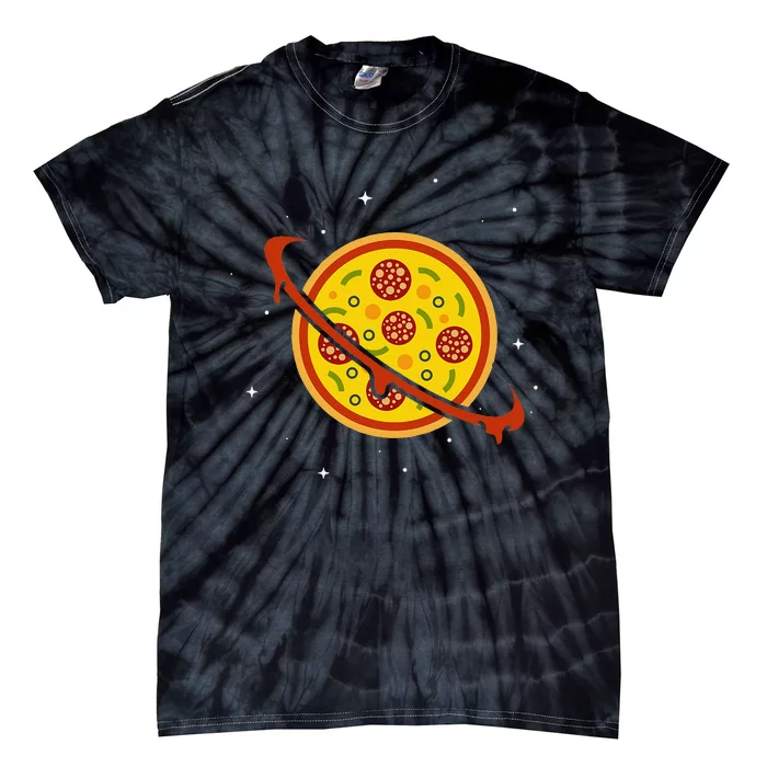 Pizza Space Saturn Planet Funny Food Lover Tie-Dye T-Shirt