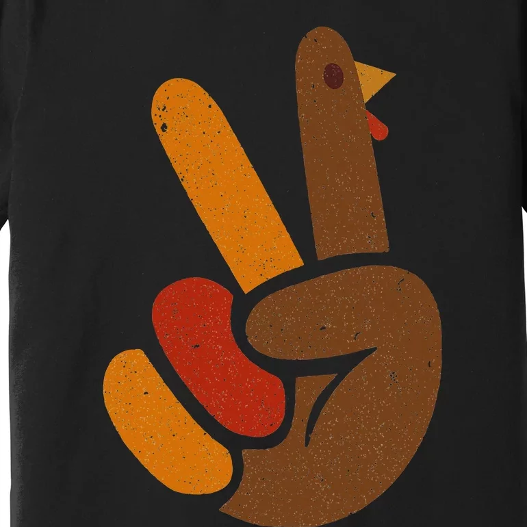 Peace Sign Turkey Hand Cool Thanksgiving Premium T-Shirt