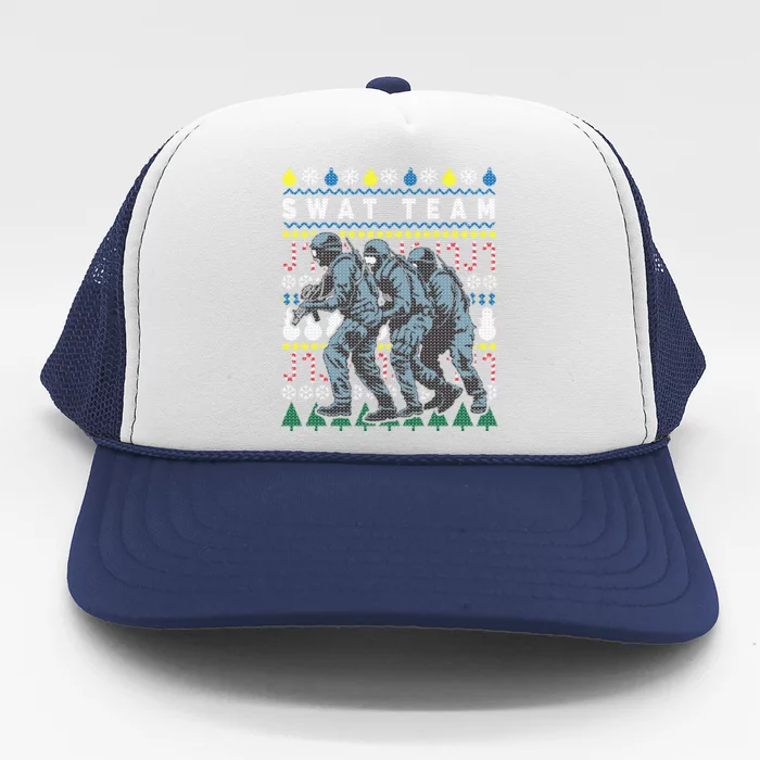 Police Swat Team Cute Gift Ugly Christmas Trucker Hat