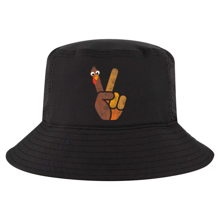 Peace Sign Turkey Funny Thanksgiving Cool Comfort Performance Bucket Hat