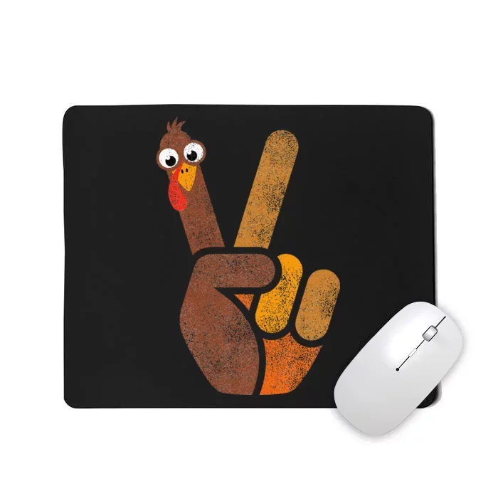 Peace Sign Turkey Funny Thanksgiving Mousepad