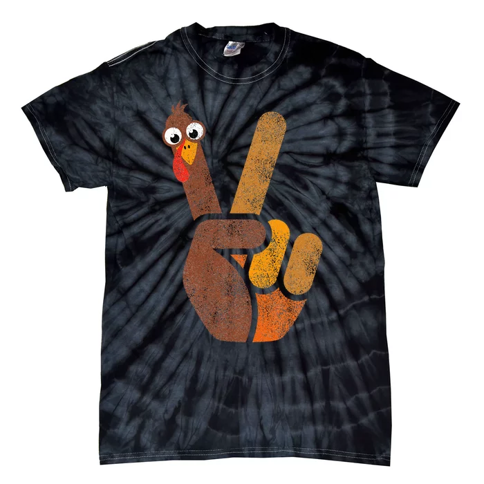 Peace Sign Turkey Funny Thanksgiving Tie-Dye T-Shirt