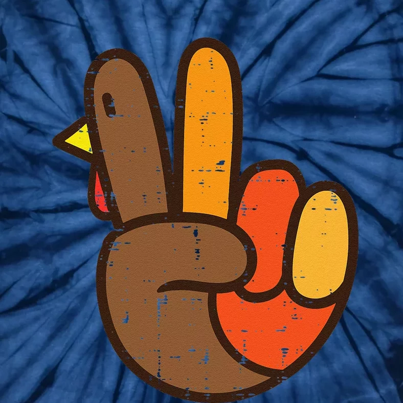 Peace Sign Turkey Hand Cool Thanksgiving Hippie Tie-Dye T-Shirt