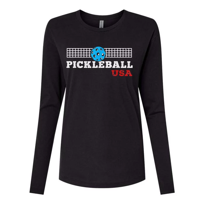 Pickleball Support The Team Pickleball Player USA Flag Womens Cotton Relaxed Long Sleeve T-Shirt