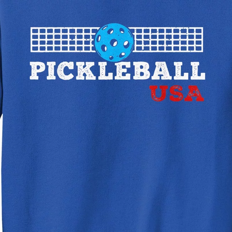 Pickleball Support The Team Pickleball Player USA Flag Tall Sweatshirt