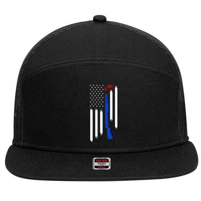 Patriotic Skeet Trap Clay Pigeon Shotgun Shooting 7 Panel Mesh Trucker Snapback Hat