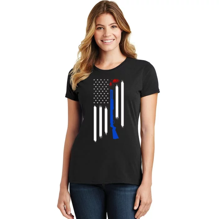 Patriotic Skeet Trap Clay Pigeon Shotgun Shooting Women's T-Shirt