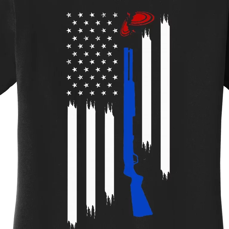 Patriotic Skeet Trap Clay Pigeon Shotgun Shooting Women's T-Shirt