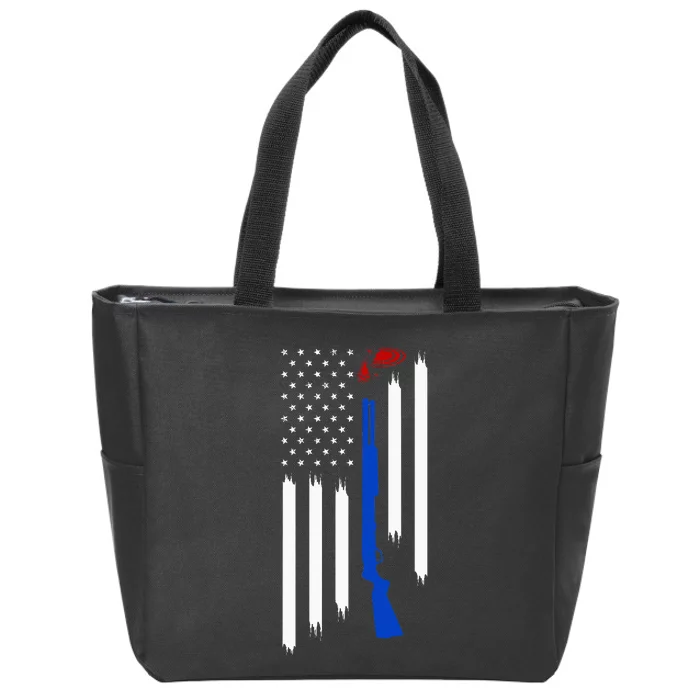 Patriotic Skeet Trap Clay Pigeon Shotgun Shooting Zip Tote Bag