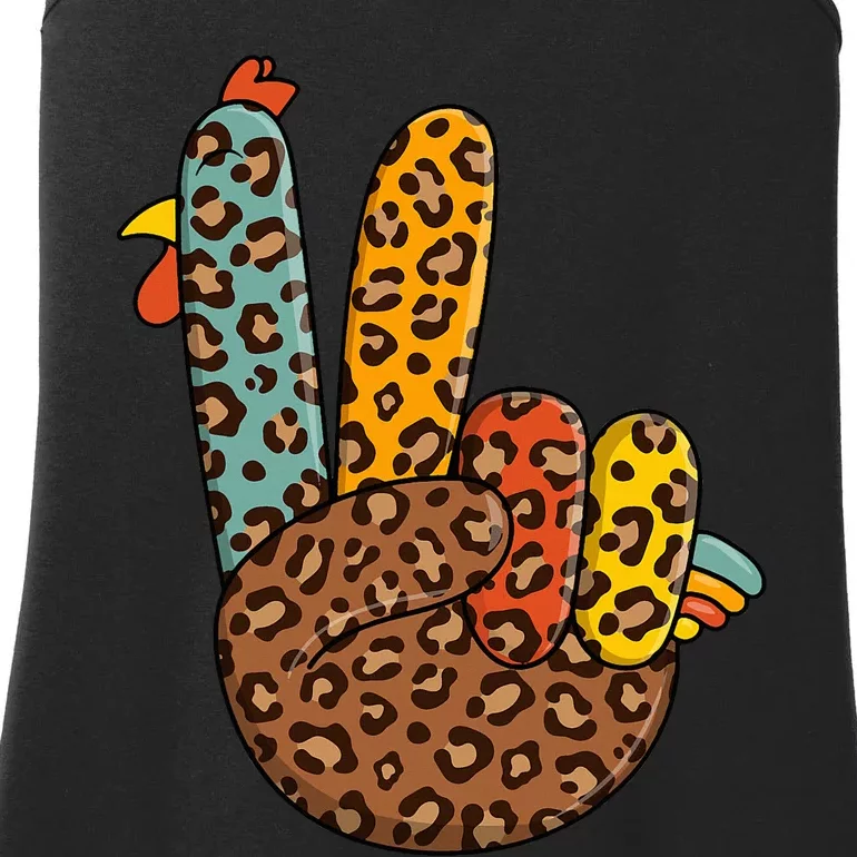 Peace Sign Turkey Hand Cool Thanksgiving Hippie Ladies Essential Tank