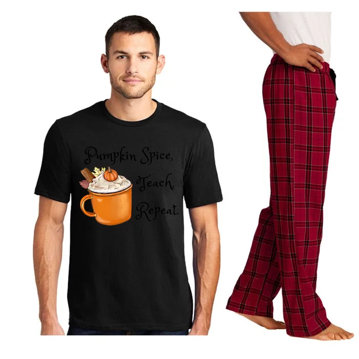 Pumpkin Spice Teach Repeat Fall Coffee Teacher Meaningful Gift Pajama Set