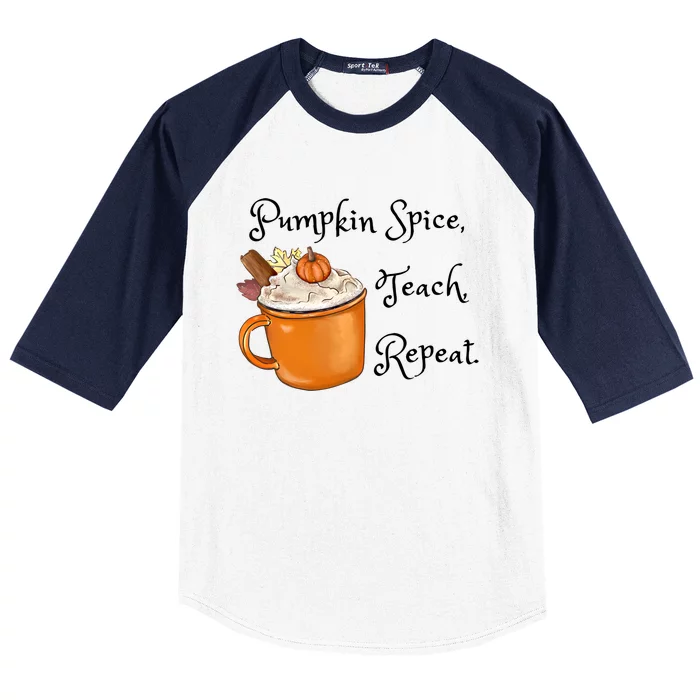 Pumpkin Spice Teach Repeat Fall Coffee Teacher Meaningful Gift Baseball Sleeve Shirt