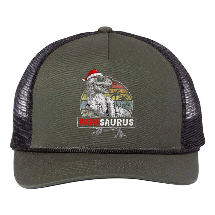 Papa saurus T Rex Dinosaur Christmas Family Matching Xmas Retro Rope Trucker Hat Cap