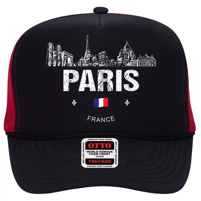 Paris Souvenir Travel High Crown Mesh Trucker Hat