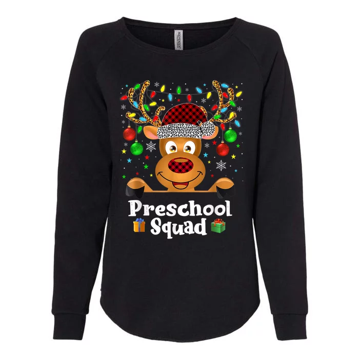 Preschool Squad Teacher Plaid Reindeer Hat Santa Christmas Cool Gift Womens California Wash Sweatshirt