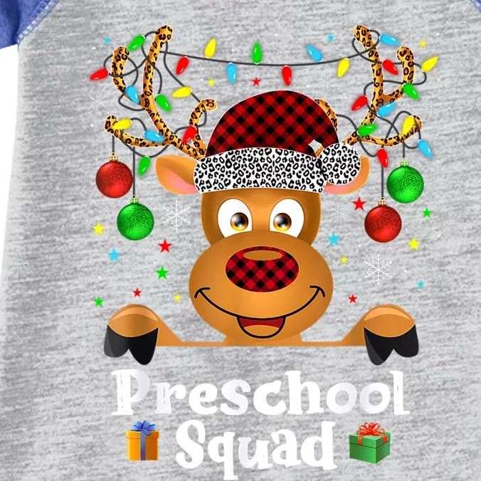 Preschool Squad Teacher Plaid Reindeer Hat Santa Christmas Cool Gift Infant Baby Jersey Bodysuit