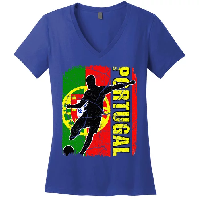 Portugal Soccer Team Portuguese Flag Jersey Football Women's V-Neck T-Shirt