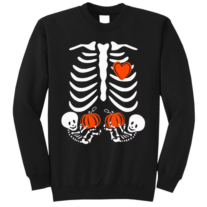 Pregnant Skeleton Twin Pregnancy Halloween Baby Announcement Sweatshirt