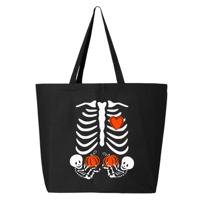 Pregnant Skeleton Twin Pregnancy Halloween Baby Announcement 25L Jumbo Tote