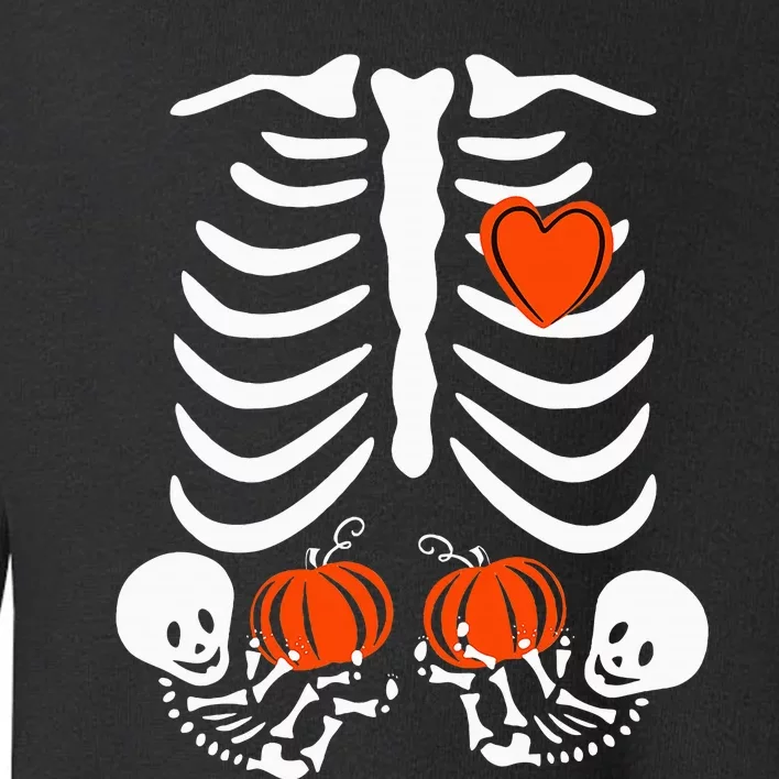 Pregnant Skeleton Twin Pregnancy Halloween Baby Announcement Toddler Sweatshirt