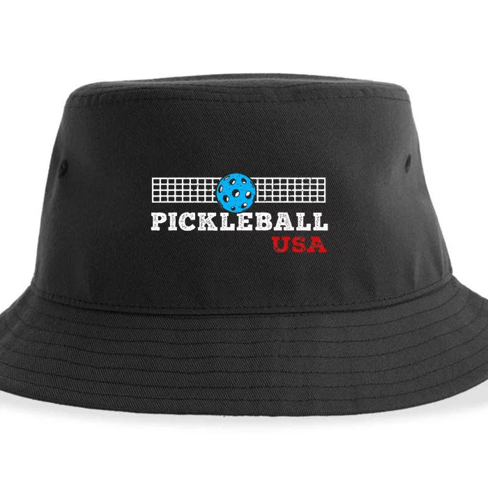 Pickleball Support The Team Pickleball Player Usa Flag Sustainable Bucket Hat