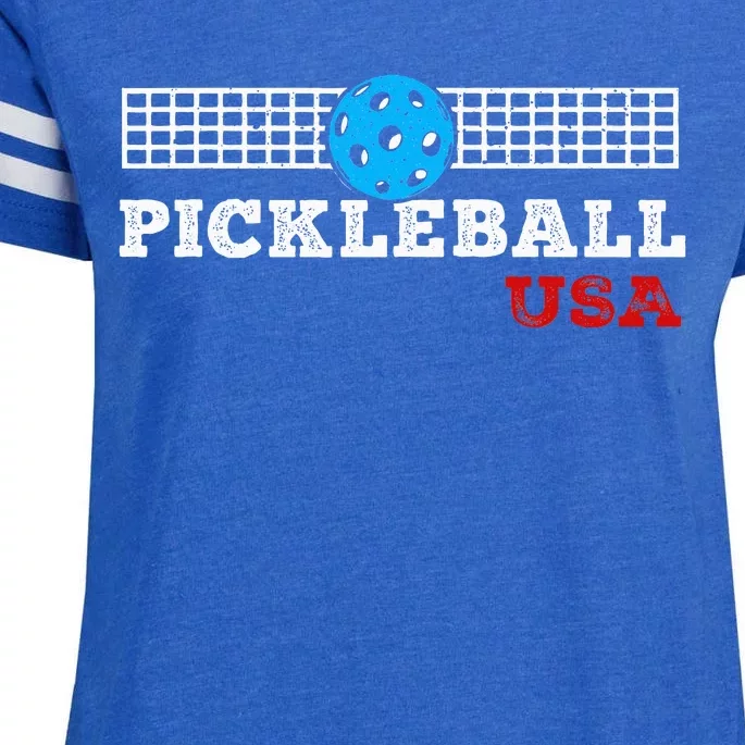 Pickleball Support The Team Pickleball Player Usa Flag Enza Ladies Jersey Football T-Shirt