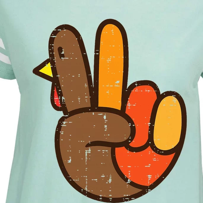 Peace Sign Turkey Hand Cool Thanksgiving Hippie Enza Ladies Jersey Football T-Shirt