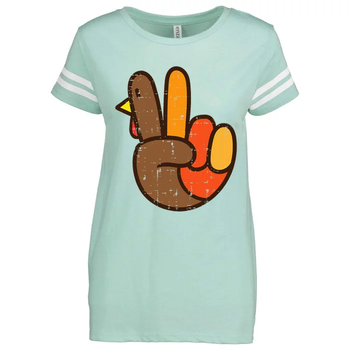 Peace Sign Turkey Hand Cool Thanksgiving Hippie Enza Ladies Jersey Football T-Shirt