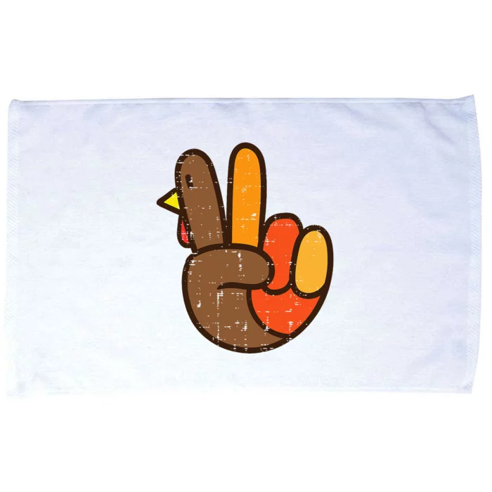 Peace Sign Turkey Hand Cool Thanksgiving Hippie Microfiber Hand Towel