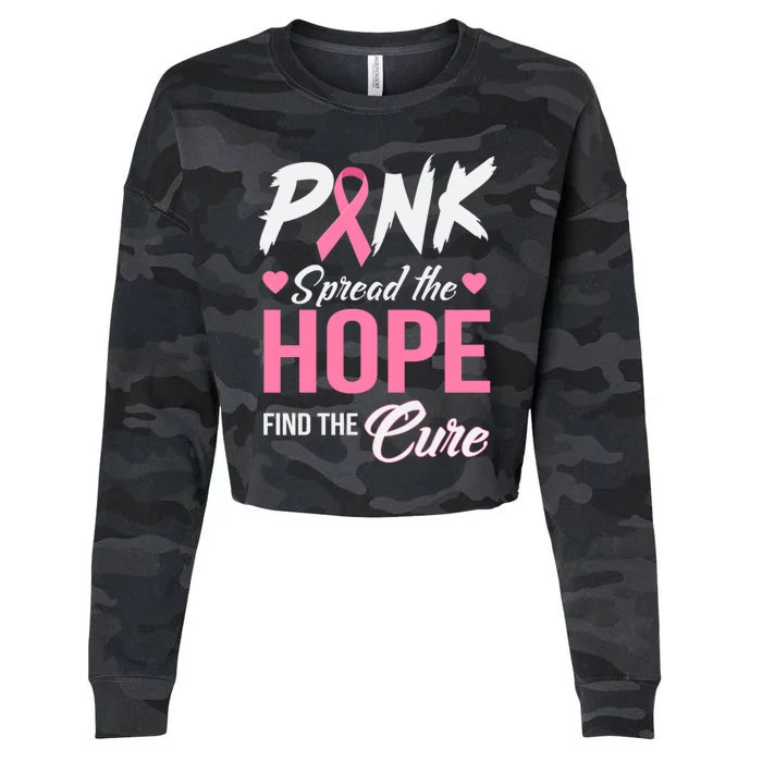 Pink Spread The Hope Find The Cure Breast Cancer Awareness Gift Cropped Pullover Crew