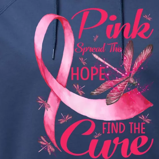 Pink Spread The Hope Find The Cure Breast Cancer Dragonfly Cute Gift Performance Fleece Hoodie