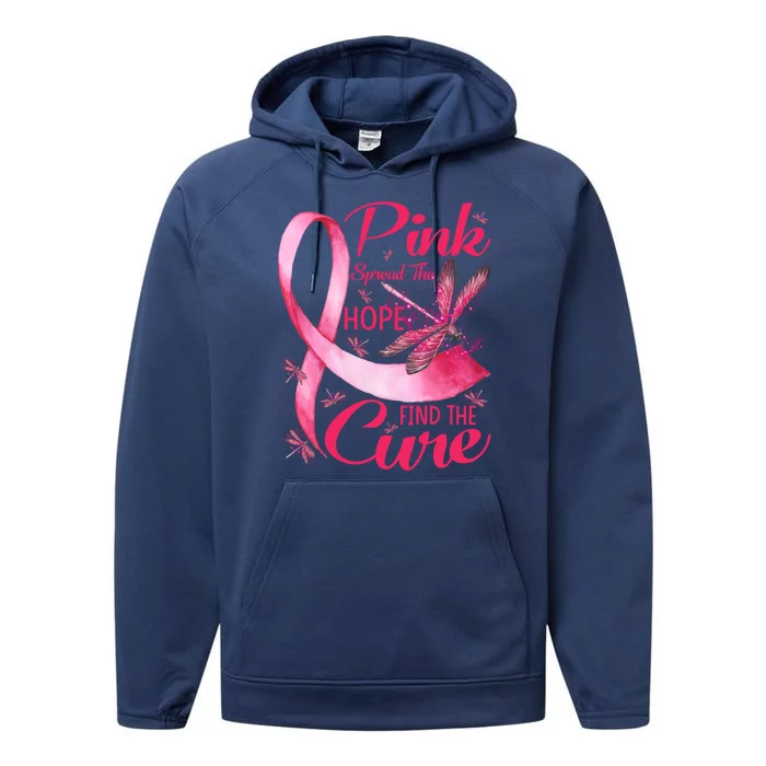 Pink Spread The Hope Find The Cure Breast Cancer Dragonfly Cute Gift Performance Fleece Hoodie