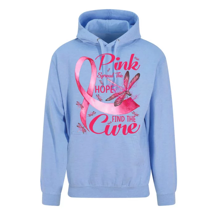 Pink Spread The Hope Find The Cure Breast Cancer Dragonfly Cute Gift Unisex Surf Hoodie