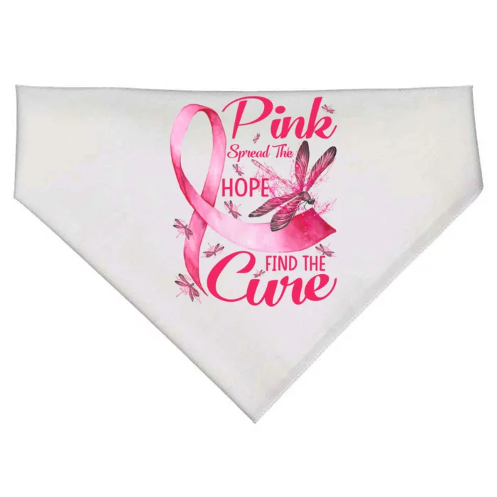 Pink Spread The Hope Find The Cure Breast Cancer Dragonfly Cute Gift USA-Made Doggie Bandana