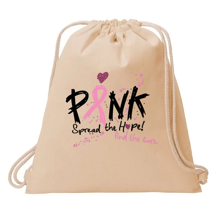 Pink Spread The Hope Find The Cure Breast Cancer Month Gift Drawstring Bag