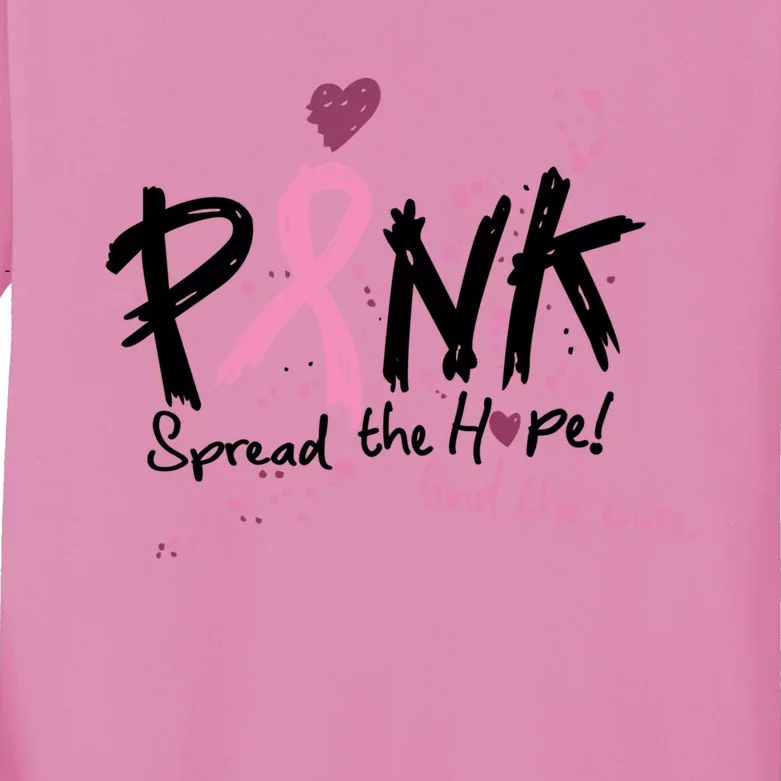 Pink Spread The Hope Find The Cure Breast Cancer Month Gift Kids Long Sleeve Shirt