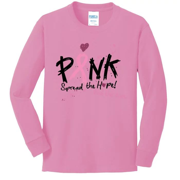 Pink Spread The Hope Find The Cure Breast Cancer Month Gift Kids Long Sleeve Shirt