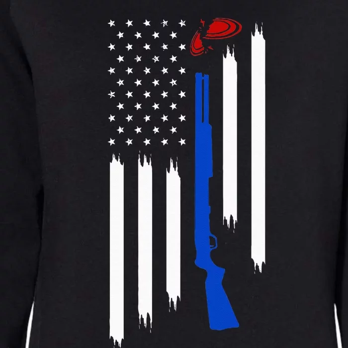 Patriotic Skeet Trap Clay Pigeon Shotgun Shooting USA Flag Womens California Wash Sweatshirt