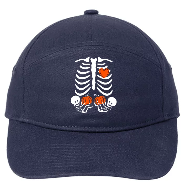 Pregnant Skeleton Twin Pregnancy Halloween Announcet Great Gift 7-Panel Snapback Hat