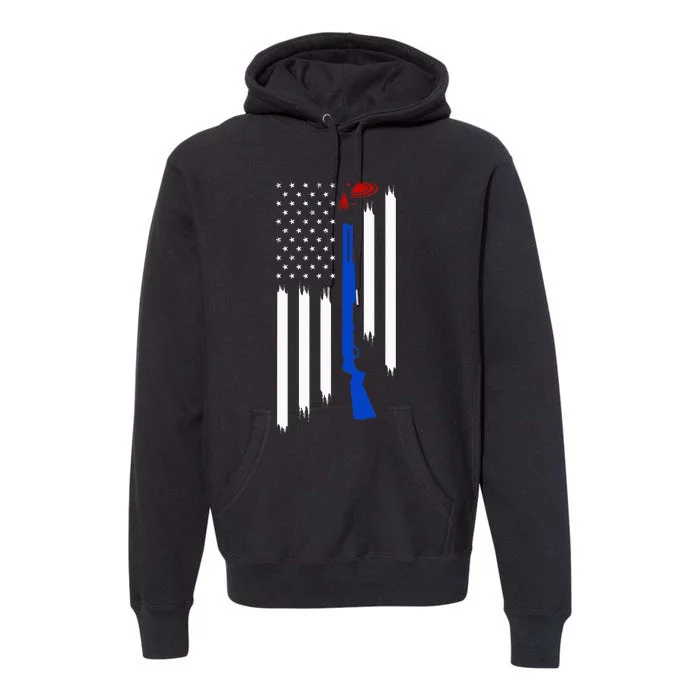 Patriotic Skeet Trap Clay Pigeon Shotgun Shooting USA Flag Premium Hoodie