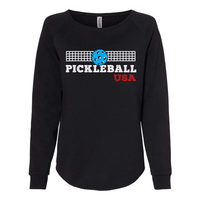 Pickleball Support The Team Pickleball Player USA Flag Womens California Wash Sweatshirt