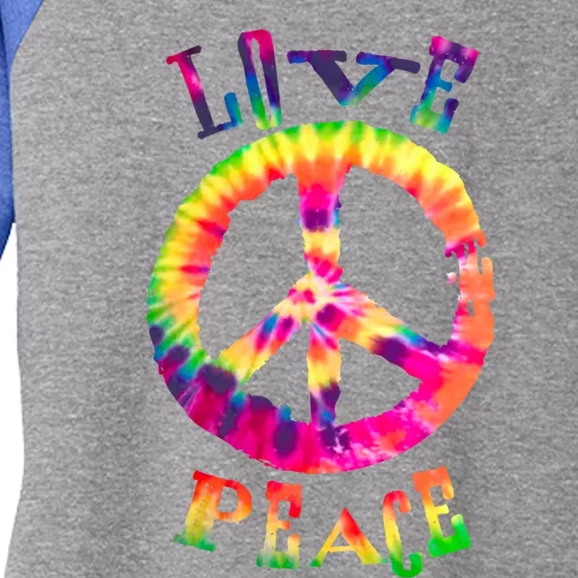 Peace Sign Tee Love Cute Gift 60s 70s Tie Die Hippie Costume Meaningful Gift Women's Tri-Blend 3/4-Sleeve Raglan Shirt