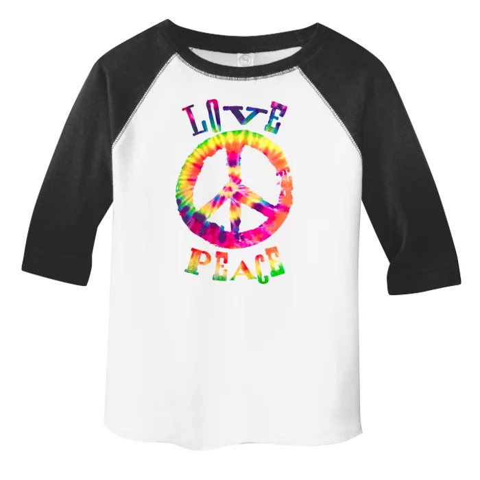 Peace Sign Tee Love Cute Gift 60s 70s Tie Die Hippie Costume Meaningful Gift Toddler Fine Jersey T-Shirt