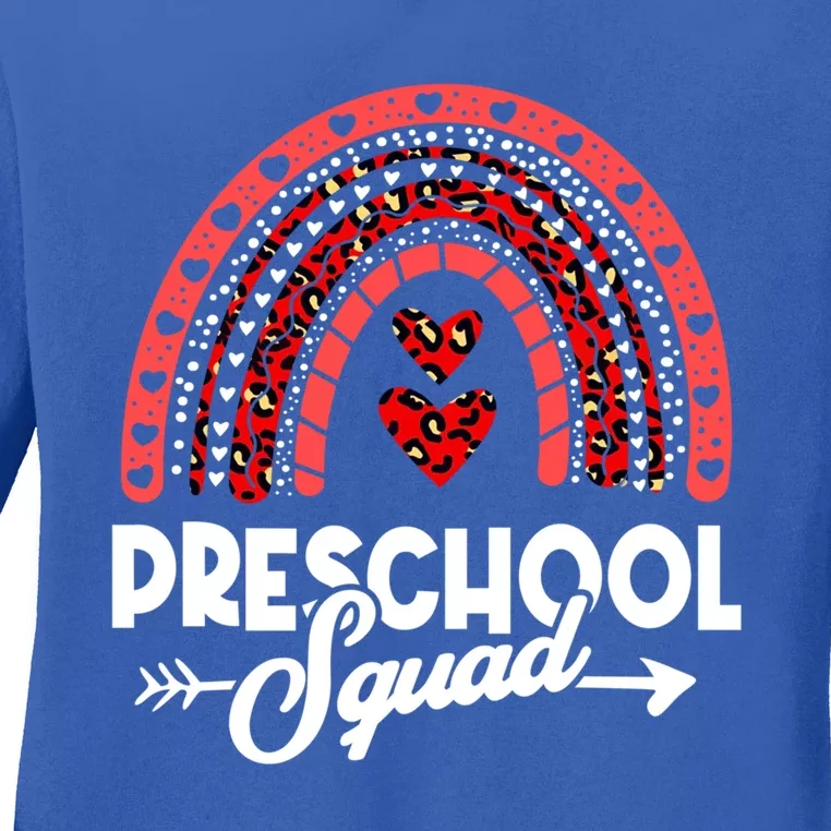 Preschool Squad Teacher Happy Valentines Day Gift Ladies Long Sleeve Shirt