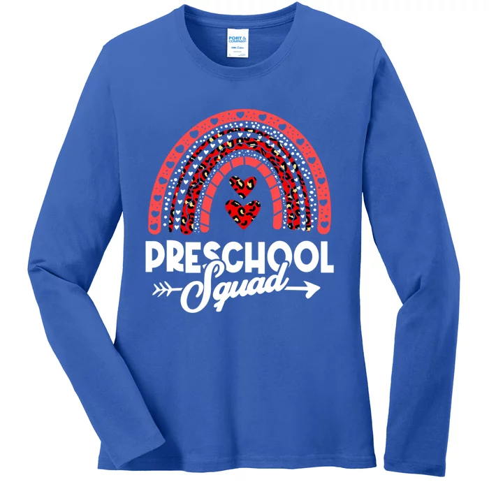 Preschool Squad Teacher Happy Valentines Day Gift Ladies Long Sleeve Shirt