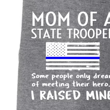 Proud State Trooper Mom Mother Thin Blue Line American Flag Cool Gift Doggie 3-End Fleece Hoodie