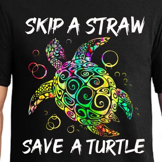 Psychedelic Sea Turtle Gift Skip A Straw Save A Turtle Gift Pajama Set