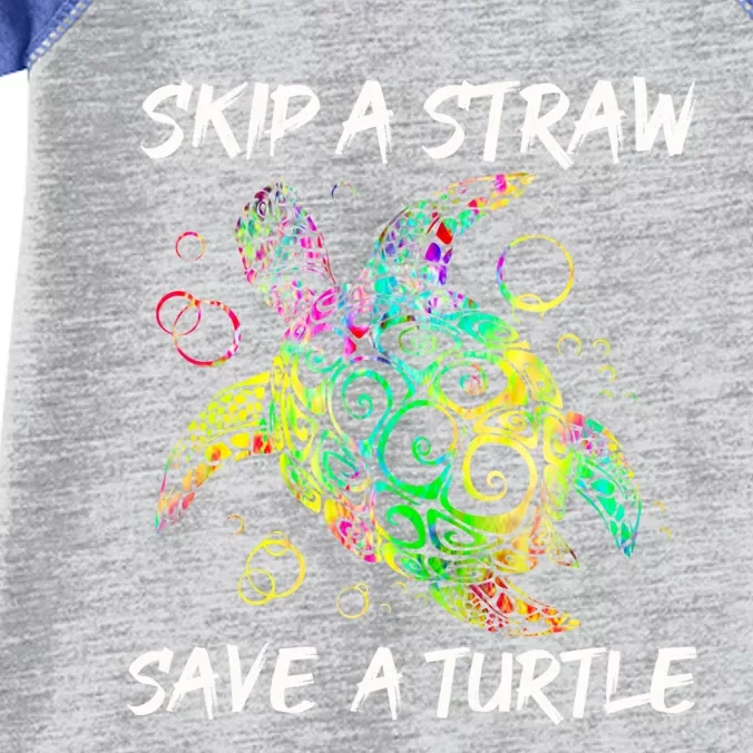 Psychedelic Sea Turtle Gift Skip A Straw Save A Turtle Gift Infant Baby Jersey Bodysuit