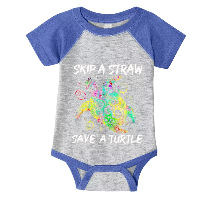 Psychedelic Sea Turtle Gift Skip A Straw Save A Turtle Gift Infant Baby Jersey Bodysuit